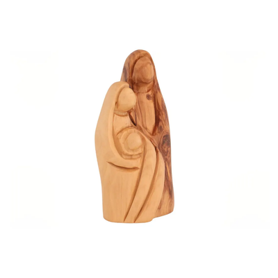 Small olive wood Holy Family nativity statue Holy Land decor
