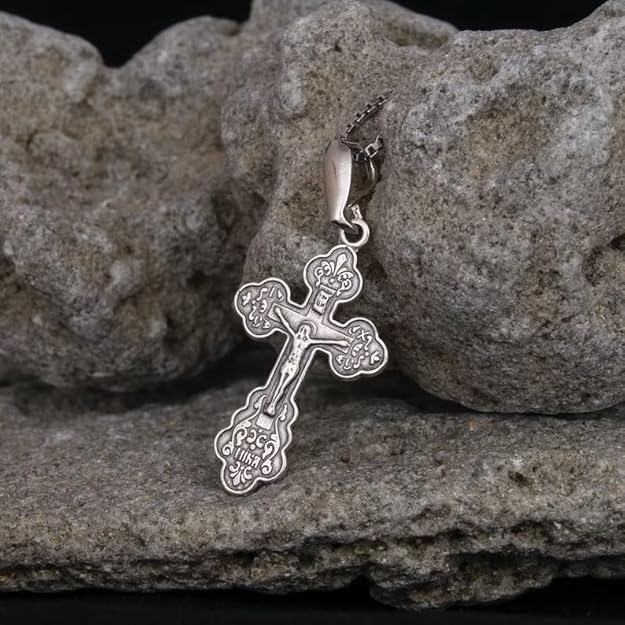 Small Orthodox cross necklace, sterling 925, Jerusalem origin
