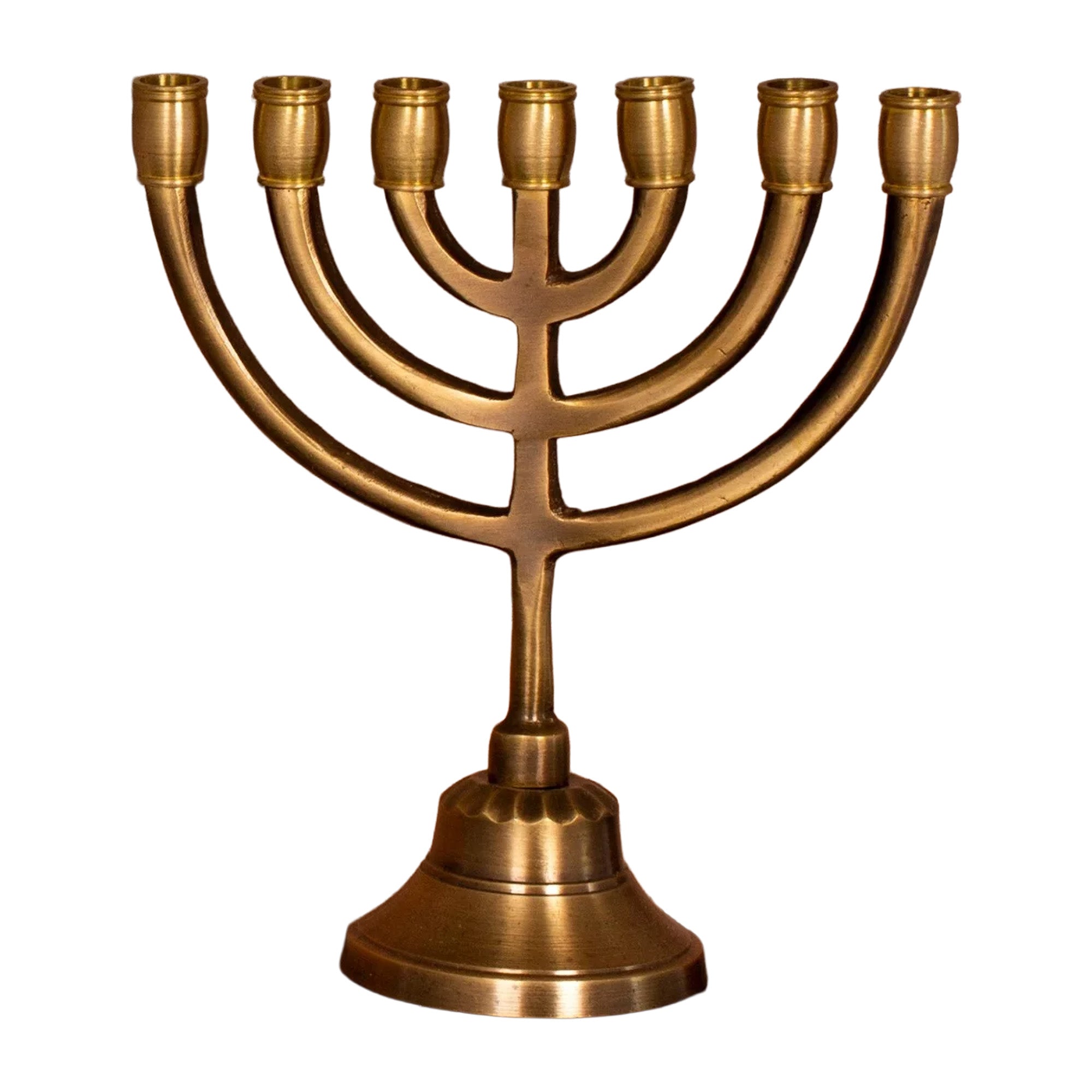 small seven branch brass menorah vintage design
