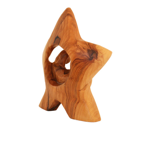 Olive Wood Holy Family Nativity Figurine in Star Shape – Wooden Christmas Holy Family Statue