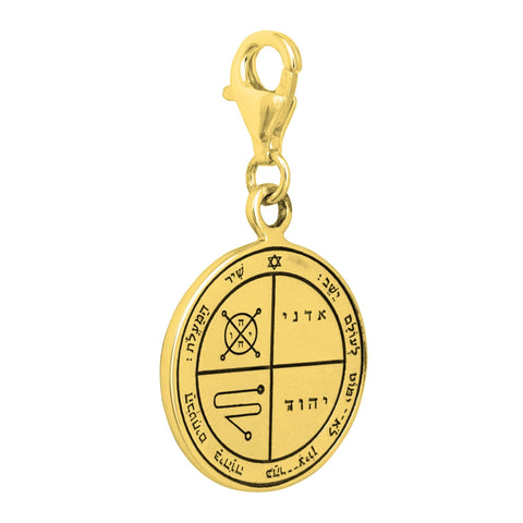 Angled side showing engraved Seal of Solomon in 925 sterling silver