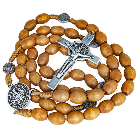 Oval rosary prayer beads necklace silver 925 front view
