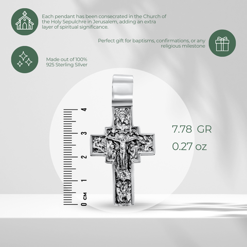 Sterling 925 Orthodox crucifix necklace for men, double-sided

