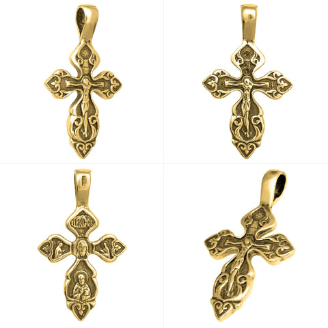 Sterling silver INRI crucifix necklace with Jerusalem cross