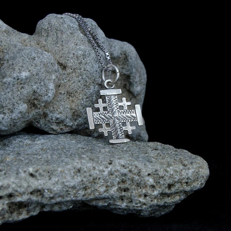 buy sterling silver Jerusalem Cross pendant from Holy Land
