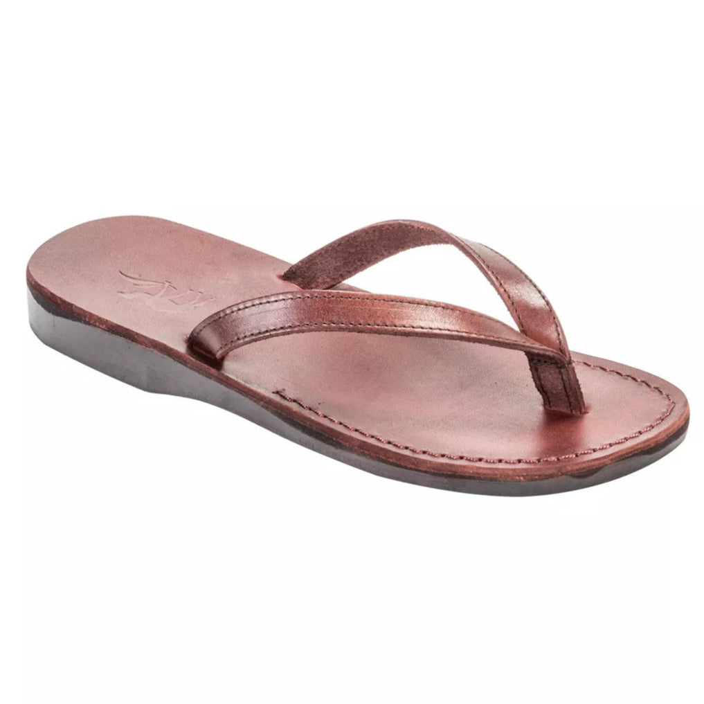 unisex leather Jesus flip flops handmade in the Holy Land
