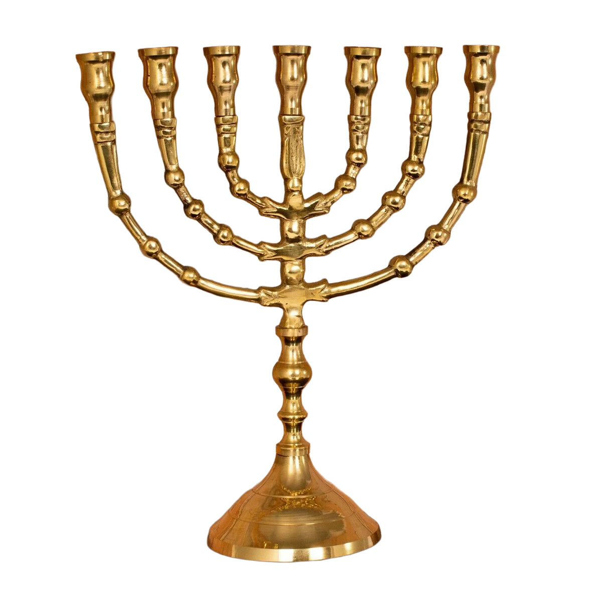 vintage brass menorah seven branch judaica
