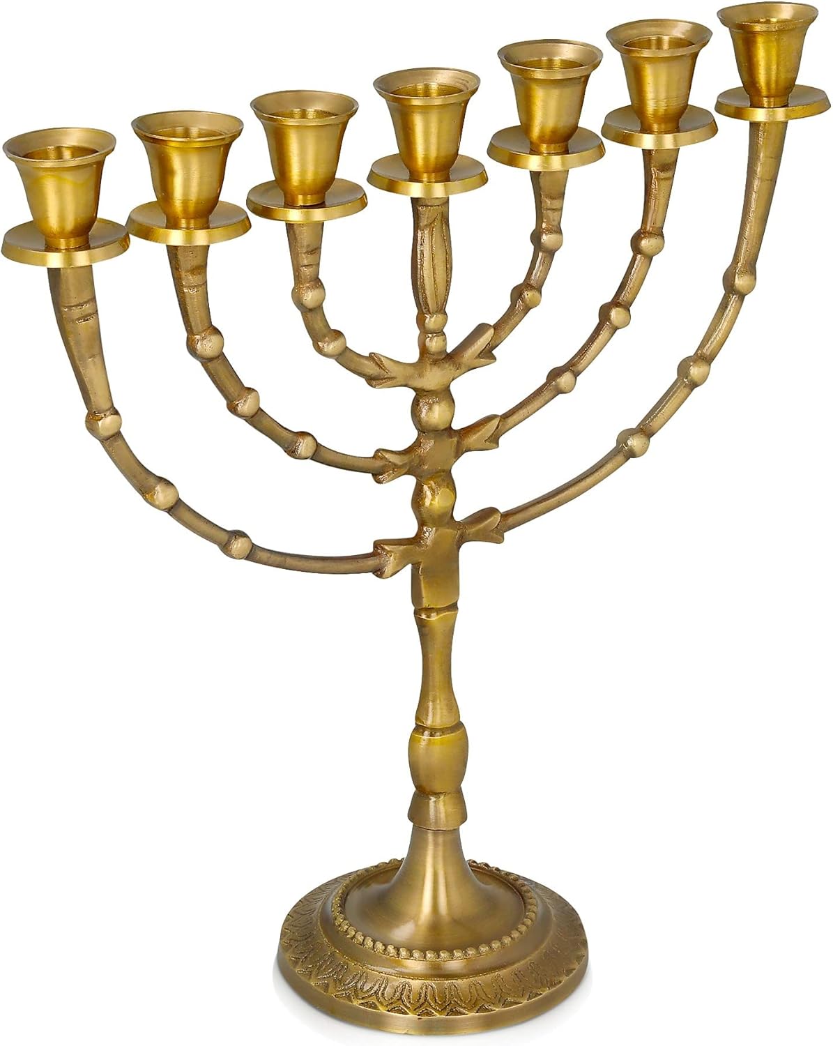 vintage holy land menorah with biblical symbolism
