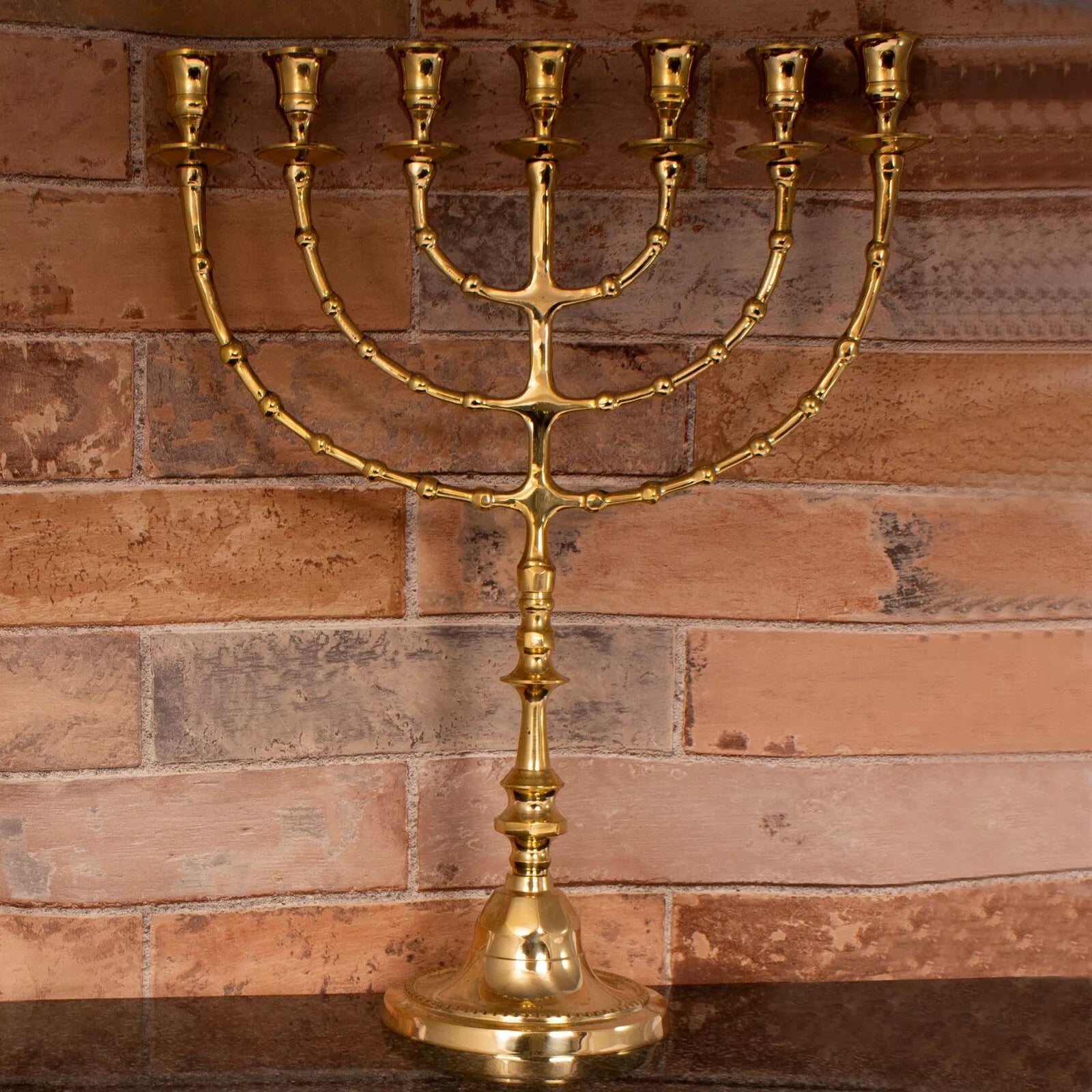 vintage menorah judaica candelabrum with biblical design
