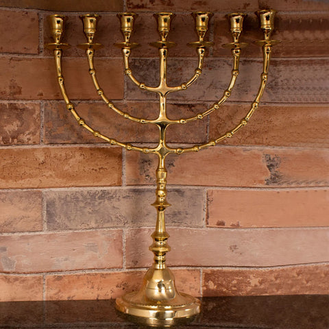 vintage menorah judaica candelabrum with biblical design
