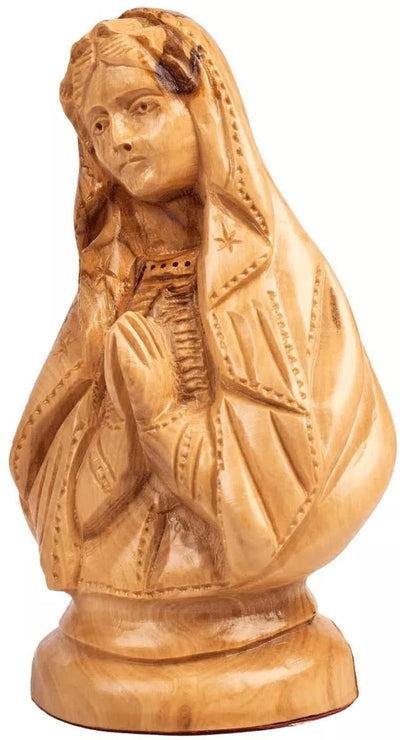 Hand carved Virgin Mary olive wood figurine from Holy Land