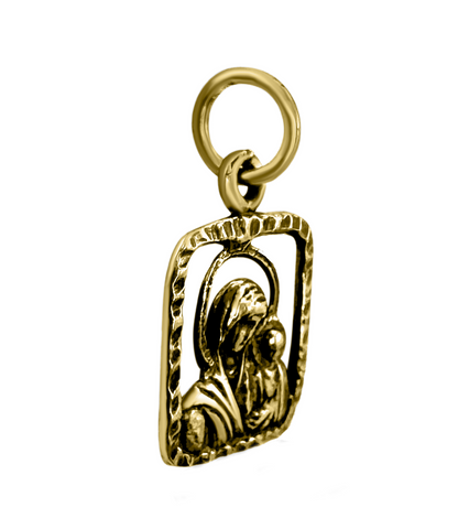 Full necklace view Orthodox Virgin Mary pendant on chain
