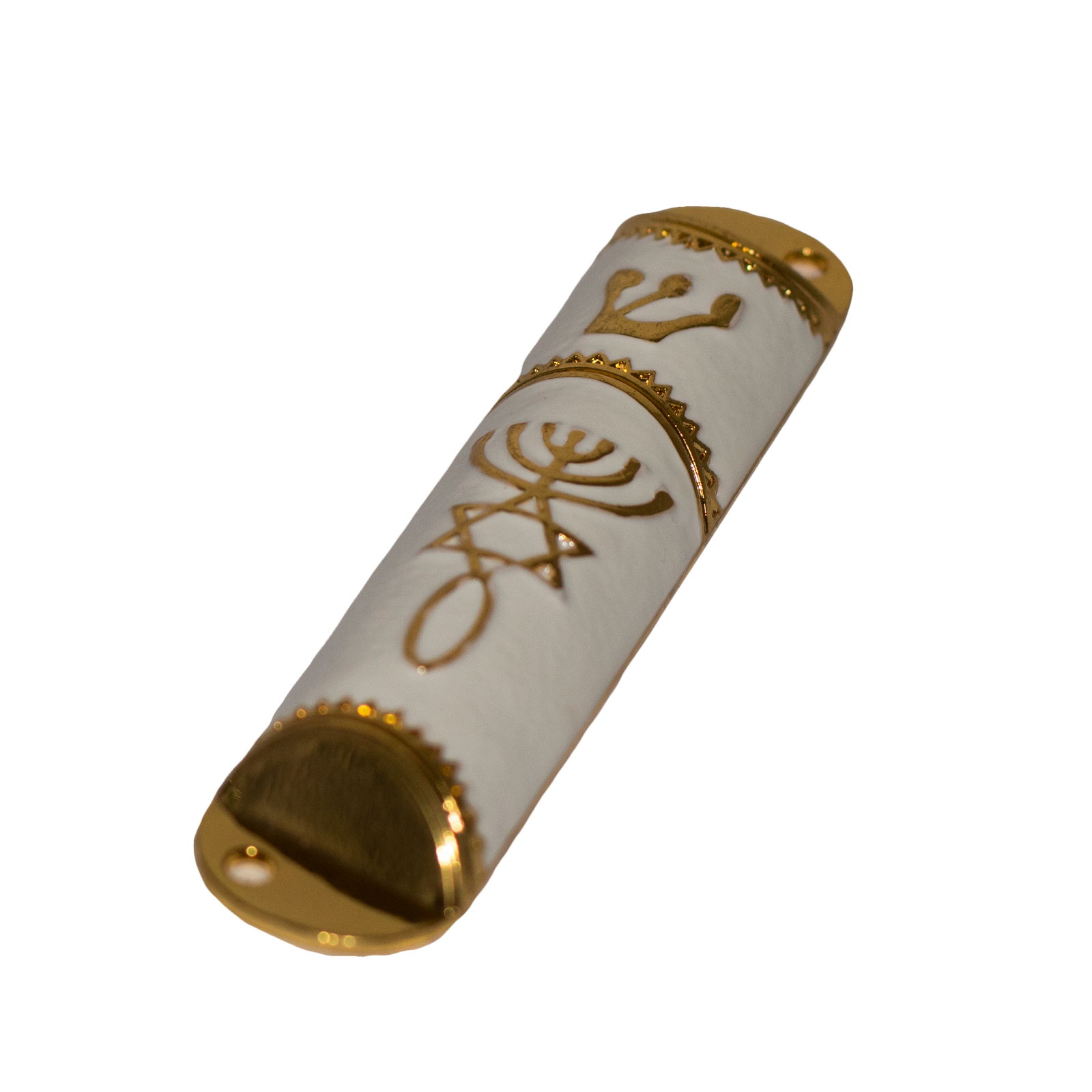 White Enamel Door Mezuzah Scroll Case Shedai Jewish Klaf 3" Parchment-2