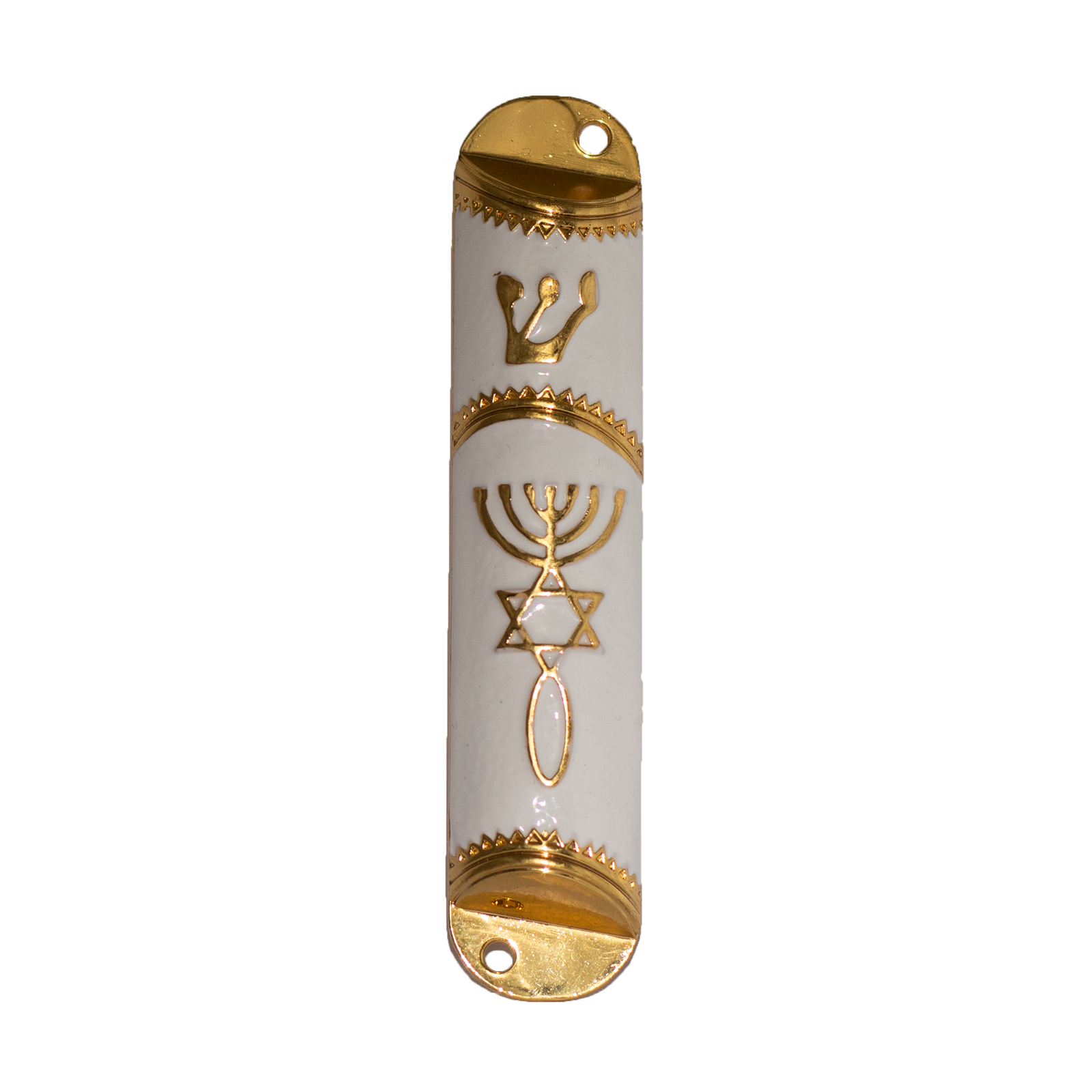 White Enamel Door Mezuzah Scroll Case Shedai Jewish Klaf 3" Parchment-3