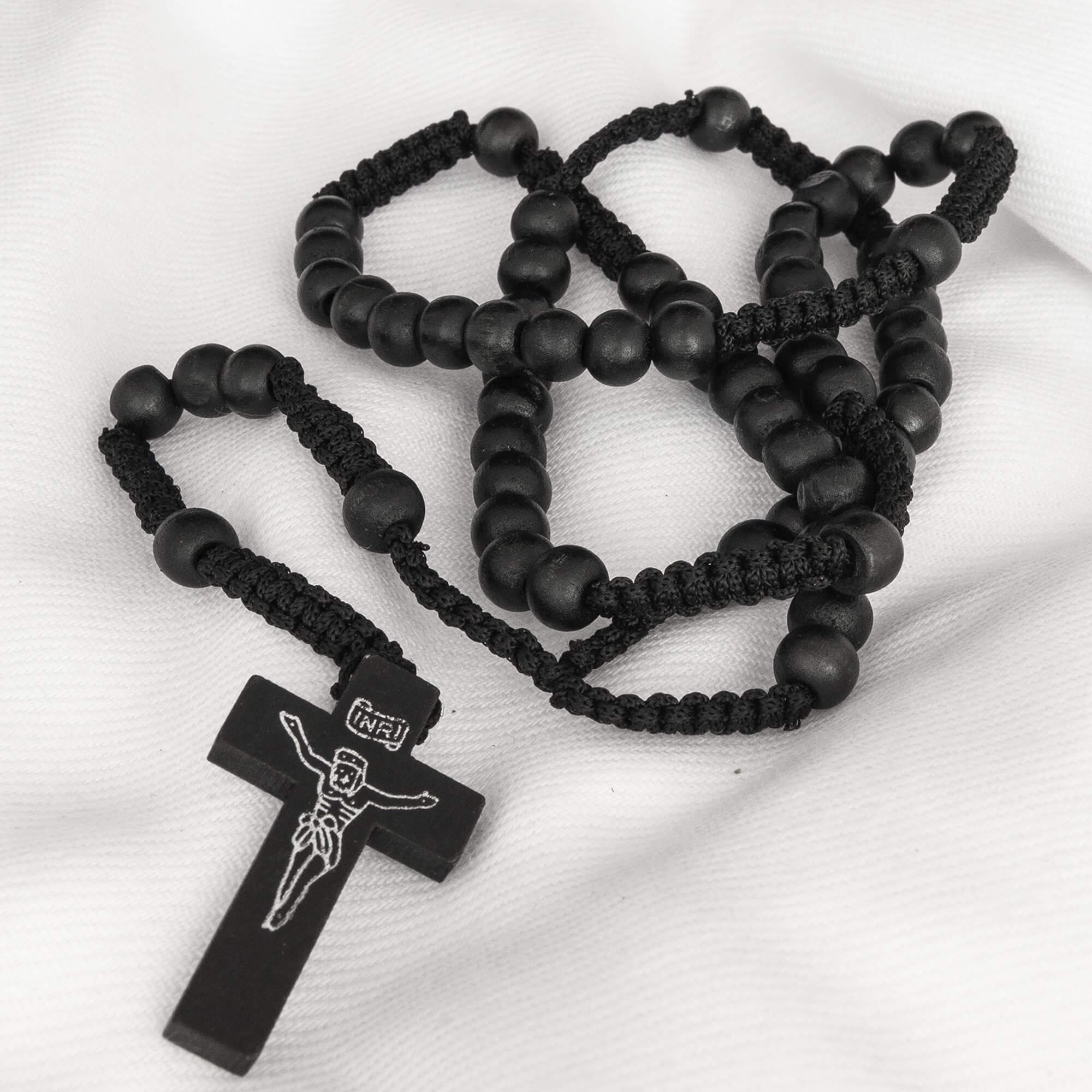 Devotional wooden rosary with crucifix pendant