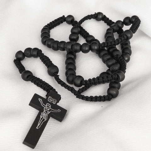 Devotional wooden rosary with crucifix pendant