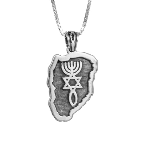 Sterling silver necklace with Messianic seal Yeshua symbol
