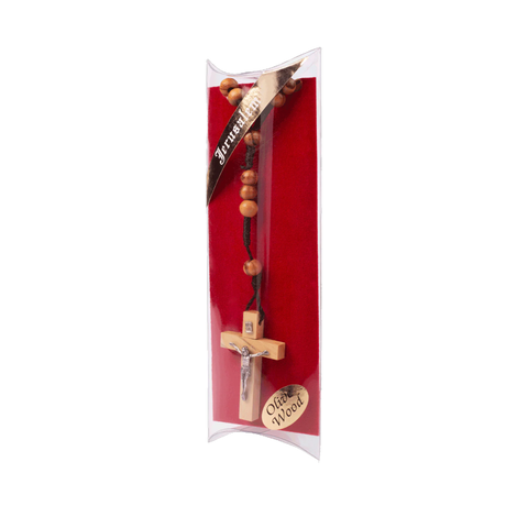 Catholic Rosary Beads Olive Wood Сrucifixion Handmade Necklace Bethlehem 15.5"