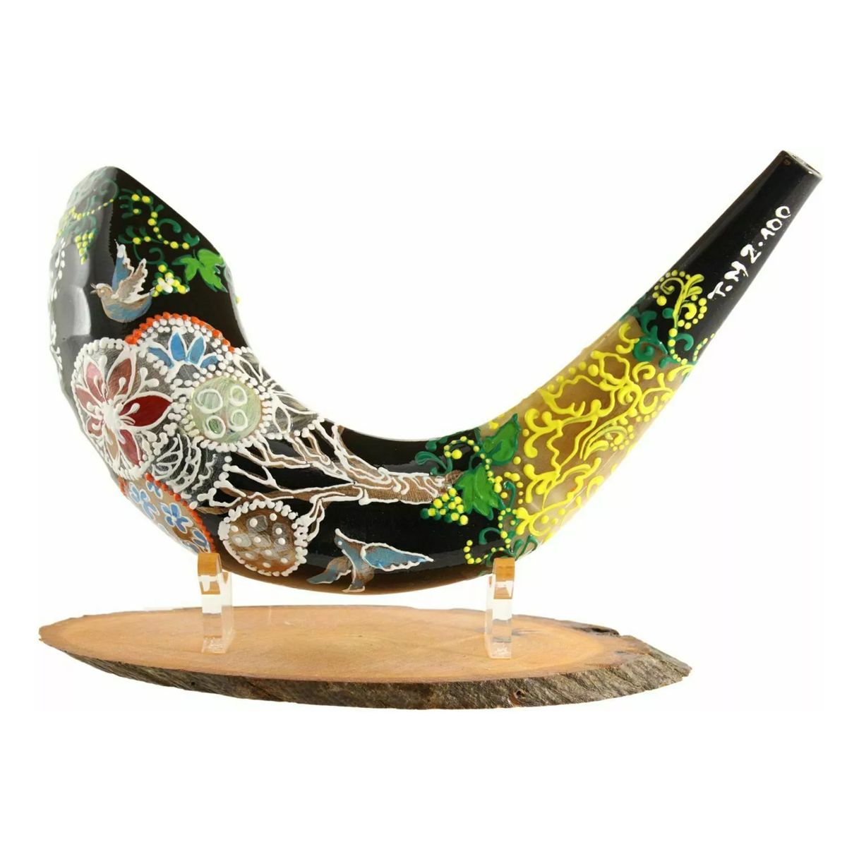 Elegantly Hand Painted Tree Of Life Kudu Kosher Shofar Israel Decor