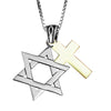 Image of Мессианский Кулон Звезда Давида с крестом и цепочкой, серебро 925 пробы, золото 9К