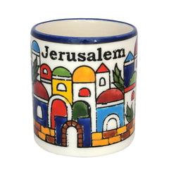 Керамическая кружка "Иерусалим" Армянская керамика ручной работы из Израиля, ∅ 7см