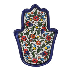 Декоративное Блюдце Хамса с Цветочной Росписью Армянская Керамика из Израиля 12 см