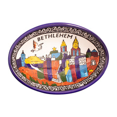 Armenian Ceramic Oval Bowl Bethlehem Décor Mosaic Colourful 16.5x11.5cm
