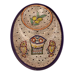 Керамическая Круглая Вазочка Хлеб и Рыба Армянская Керамика 18 см
