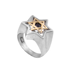 Кольцо со Звездой Давида с гранатом. Оригинальное кольцо Иудаики из серебра 925 пробы, Израиль, размеры 6-13