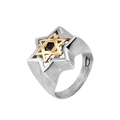 Кольцо со Звездой Давида с гранатом. Оригинальное кольцо Иудаики из серебра 925 пробы, Израиль, размеры 6-13