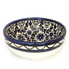 Декоративная керамическая миска с голубыми цветами ручной работы Армянская Керамика