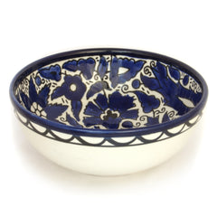 Декоративная керамическая миска с синими цветами ручной работы Армянская Керамика