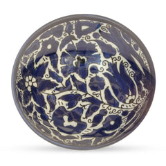 Декоративная керамическая миска с синими цветами ручной работы Армянская Керамика