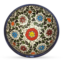 Декоративная керамическая миска с разноцветными цветами ручной работы Армянская Керамика