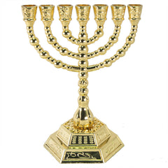 Винтажная медная Менора символ Израиля. Семисвечник декоративный, 13 см