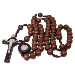 Тёмно-коричневые Христианские Пластиковые Четки с крестом и Орденом Святого Бенедикта, 51 см